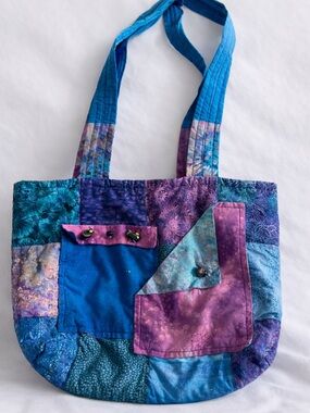 Y2K Patchwork Quilted Tote Bag Boho Fairycore Cottagecore Purse